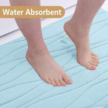 Buganda Memory Foam Bathroom Rug Mat 24x16, Extra Soft And Absorbent Bath Mats, Non-Slip And Machine Washable Bath Rugs For Bathroom Floor,Tub And Shower, Dark Grey - Màu xanh lam - Xem 5