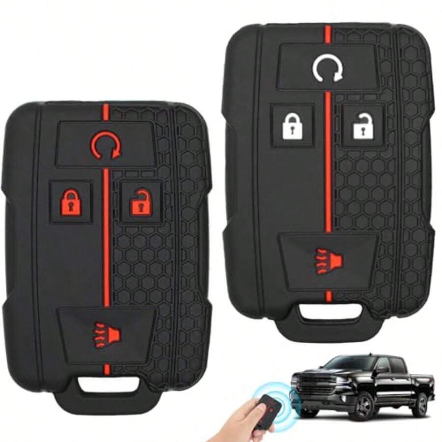 D2PCS Silicone 4Button Smart Key Fob Cover Compatible With 20142019  Colorado Sierado Suburban Tahoe And GMC Canyon Sierra Yukon Car Key Fob Case For Replacement Or Spare7001 - như hình ảnh - Xem 1