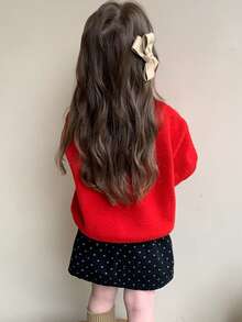 女童可爱休闲卡通饼干人毛衣 - 紅色 - 查看 3