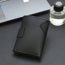 1个时尚高端多卡位时尚图案便携式男士卡包三折磁吸钱包 - 黑色 - 查看 2