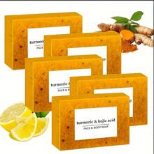 3PC-10PC Lemon Turmeric Cookie Soap - For Face & Body, Suitable For All Skin Types - Màu vàng - Xem 2