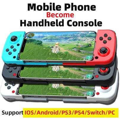 1个可扩展手机游戏手柄，兼容苹果/安卓/PC/Switch/PS3/4，外置式，适用于模拟器等手机游戏，无线手持游戏，例如《王者荣耀》等。