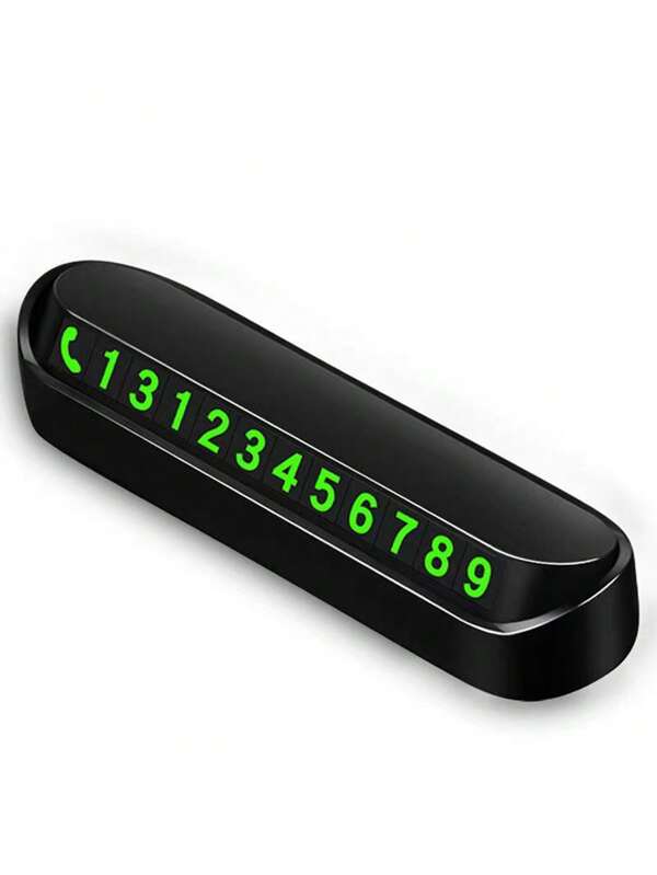 1pc Illuminated Temporary Parking Phone Number Plate, Plastic Material, Hidden Mobile License Plate Interior Car Accessory, For Car Decoration