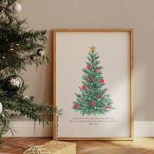 1 Pc Minimalist Christmas Tree Canvas Wall Art, Fashionable And Playful Bow Print, Modern Christmas Story Poster, Festive Home Decor, Academic-Style Jesus Winter Theme. Suitable For Modern Living Rooms And Bedrooms With A Frameless Design. Christmas Decorations Room Decor