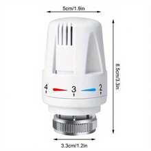 Reeds Thermostatic Radiator Valve (TRV) With Lock Shield, White Chrome Plated, 15mm X 1/2 Inch - Multicolor - View 2