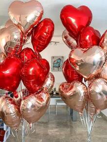 MECRLA 10入組紅色愛心鋁箔氣球和玫瑰金色愛心氣球,適用於婚禮、求婚派對、婚宴、照片背景、新娘派對和其他場合的裝飾 - 彩色 - 查看 1