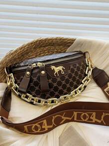 Bolsa de Cintura/Bolsa Transversal Conectada por Corrente Acrílica Casual e da Moda, Versátil Retrô, Presente de Natal