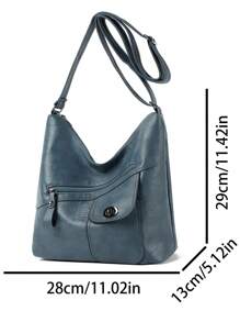 Soft Leather Retro Single Shoulder Bag For Women 2024 New Fashionable Large Capacity Multi Pocket Mom Bag, High Grade Diagonal C - Blue - View 4