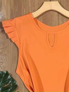 Women's Fashion Crepe Tank Top - Orange - View 2