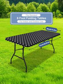 6 英尺波西米亚风格矩形印花布桌布，弹性桌布，可水洗涤纶桌布，适合户外、野餐、露营和室内，适合生日婚礼派对用品、夏季礼物、海滩返校学校用品、房间装饰