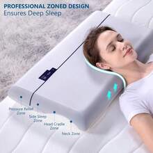 Relieve Neck And Shoulder Pain With A Soft And Comfortable Memory Foam Cervical Pillow, A Cooling Pillow With A Smooth Washable Cover, And A Contour Pillow For Adult Cervical Spine - 灰色 - 查看 5