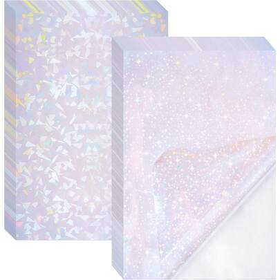 50 feuilles d'autocollants holographiques, vinyle multicouche, papier autocollant holographique imperméable en vinyle, convient pour les artisanat DIY, format A4 de 8,25 x 11,7 pouces