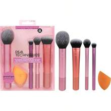 Everyday Essentials, Set de Brochas de Maquillaje con Esponja Multifuncional, Kit de Accesorios Esenciales, Juego de Brochas para Maquillar Ojos, Mejillas y Rostro, 5 piezas - Set de Brochas - Ver 1