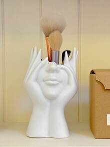 1pc Creative Facial Styling Art Storage Container, Multifunctional Desktop Storage For Office Supplies, Pen Holder, Makeup Brush Holder, Decoration.