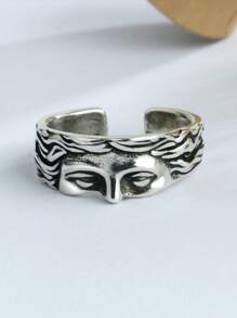 1pc A Half Face Ring, Retro Sculpture And Fashion Ring, Suitable For Commemorative Gifts, Holidays Gifts For Friends