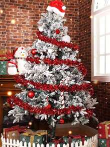 1pc Christmas Metal Wire Wreath - Red Christmas Tree Decor Wreath, Suitable For Holiday Hanging Decoration, Party Background, Birthday And Wedding, Christmas Home Decor Fireplace Staircase Corridor Decoration, Suitable For Indoor And Outdoor Use, Christmas Themed Party Decor (Lights Not Included)