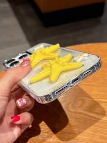 New Fashionable Korean Ins Style Resin Starfish Phone Case, Compatible With IPhone 16 Pro Max, 15 Pro, 13/14/15 Pro Max, Minimalist Design - Clear - View 8
