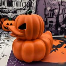 1pc Orange Pumpkin Shaped Halloween Duck Ornament, Halloween Decorative Accent, Resin Tabletop Figurine Gift Home Decor Fall Decor Room Decor