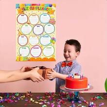 1 pièce Affiche à remplir d'anniversaire de style enfantin et mignon, avec des couleurs vives, des desserts colorés et en espagnol. En tant que fournitures scolaires et aides de classe pour la rentrée scolaire, il convient à la décoration murale dans les chambres d'enfants, les jardins d'enfants, les crèches et les murs d'anniversaire des salles de classe, etc. Sans cadre.