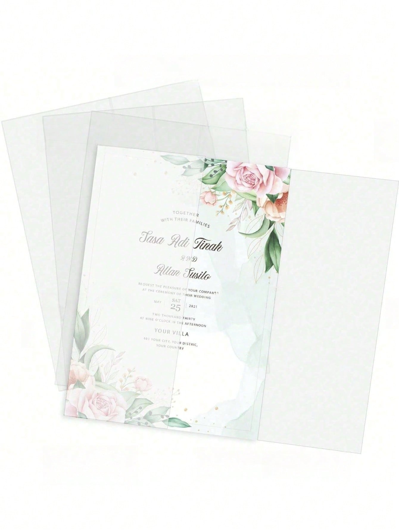 50/100 Kraft paper envelope folded pre-cut for invitations 5 * 7 inches, suitable for wedding invitations and baby shower parties...