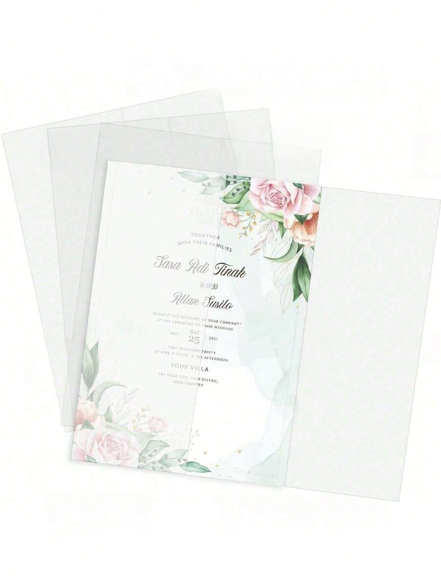 50/100 phong bì giấy Kraft, gấp sẵn cho thiệp mời 5x7 inch, thích hợp cho thiệp mời đám cưới, tiệc mừng em bé, thiệp mời sinh nhật, giấy da, giấy đặc biệt - trong suốt - Xem 1