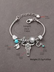 1 đôi bốt cao bồi miền Tây cổ điển, mũ hình khiên xương rồng, vòng tay hạt cườm, bộ phụ kiện tự làm theo phong cách Punk dành cho phụ nữ làm quà tặng cho kỳ nghỉ và thường ngày - Bạc - Xem 5