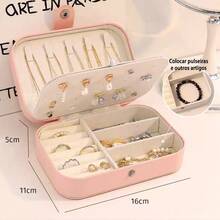 Porta Jóias Multi-Função Portátil De Couro Porta-Javes Organizador De Duplo Compartimentos(shuancheng) - nu - Visão 2