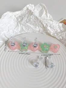 3D树脂亚克力扎染果冻色亮片星星爱心排列底座，配5个极光彩色美甲展示架，日式美甲DIY工具及摄影道具