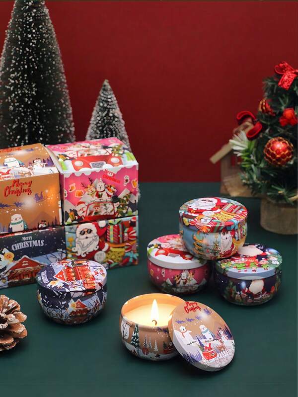 10 Scents - 4 Pieces / 6 Pieces / 12 Pieces / 16 Pieces Christmas-Themed Aromatherapy Candle, Wish Candle, Homemade Soy Candle Cup, Vase, And Soy Candle Cup Candle - Perfect As A Gift For Family And Friends. The Tin Container Of The Aromatherapy Candle Is Ideal For Outdoor Activities On Birthdays, Valentine's Day, Or Mother's Day. Aromatherapy Gift Box, Christmas Decorations, Christmas Decorations, Valentine's Day/New Year/Christmas Gifts.