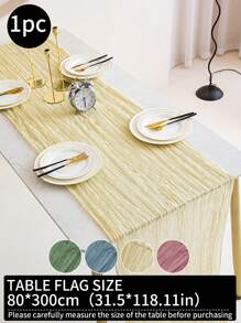 1 pieza/15 piezas Camino de mesa de gasa arrugada color rosa sakura, camino de mesa decorativo rectangular de unicolor, adecuado para la decoración del hogar, como mesa de comedor, mueble de TV, mesa de café