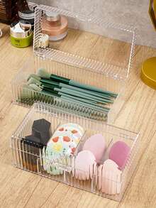 1pc Cosmetic Storage Box Dust-Proof Advanced Puff Makeup Egg Makeup Brush Powder Blusher Eye Shadow Pen Overlay Finishing Box Bag,Room Decor, Bags,Makeup Bag,Vanity,Travel,Make Up Bag,Travel Essentials,Organizer,Storage,Travel Essential,Makeup Organizer,Makeup Bags,Make Up Organizer,Organiser,Toiletry Bag,Desk Organiser,Cosmetic Bag,Makeup Pouch,Make Up Organize,Vanity Accessories,Make Up Pouch,Make Up Bags,Jewellery Box,Pouch,Makeup Brush Holder,Brush Holder,Perfume Organiser,Pouch Bag - Multicolor - View 3