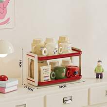 3-poziomowy regał z odpływem, jaskrawo kolorowy, pionowy regał na kubki/zestaw do kawy/słoik na przyprawy/kosmetyki/przybory toaletowe/różne przedmioty na blat kuchenny/stół jadalny/kredens/blat łazienkowy