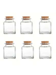 1/2/4/6/8/10 Stücke Mini Quadratische Glasflasche mit Kork - 50ml DIY Kunst Handwerk Aufbewahrungsbehälter, transparente Glasflasche als Gewürzflasche mit Kork, kleine Glasflasche mit Kork für Hochzeitsdekoration, kleine Glas-Kork-Gläser als Partygeschenke, Hochzeitspartygeschenke, Wunschflaschen, dekorative DIY Kunstflaschen, Handwerksflaschen und Küchen-Gewürzflaschen.