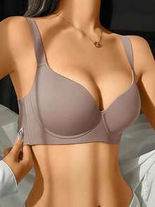 Set de 3 sujetadores minimalistas de unicolor, sin aros con elevación y soporte, sujetadores sin costuras de cobertura completa y cómodos - Multicolor - Ver 2