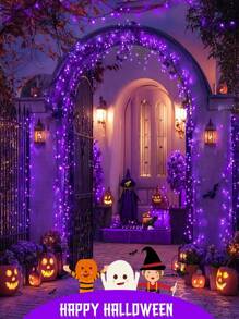 1 个户外太阳能 LED 灯串，IP65 防水，8 种照明模式，童话仙女装饰灯，适用于花园、庭院、露台、派对、圣诞树、婚礼、节日装饰、圣诞节、万圣节、情人节、新年氛围装饰灯，200/100/50/20 LED（暖白/白/彩/紫）