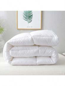 单件装床上用品被子 - 秋冬季保暖被子替代品，3D聚酯纤维填充，蓬松透气超细纤维床上用品被子，带四角系带 - 白色 - 白色 - 查看 4