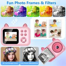 1Pc Kids Camera Instant Print, 1080P Video Redording,Dual-Lens Selfie,Toddler Digital Camera 32GB Card,Gifts For Girls Boys Age 6 7 8 9 10 11 12, Children Toys For 6-12.