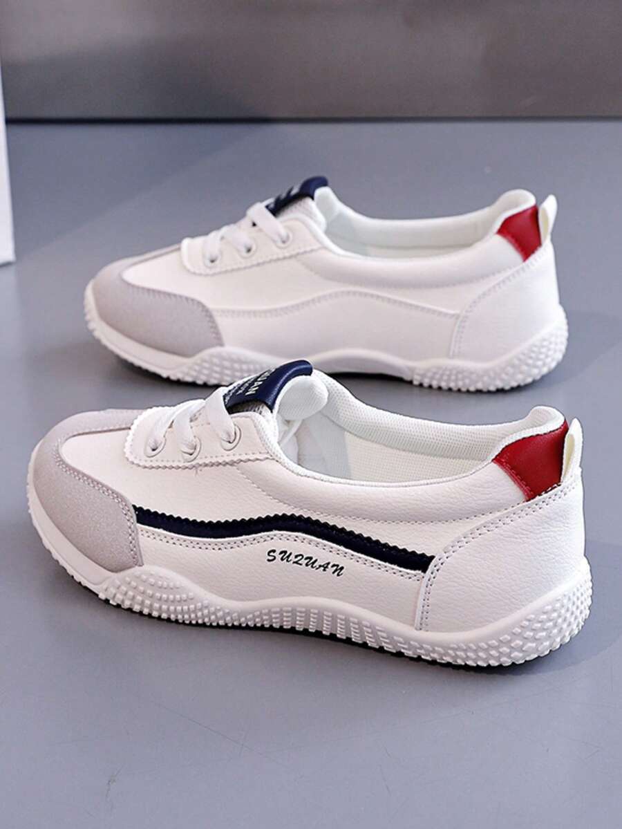 2025 春夏新款皮革休闲一脚蹬平底鞋，百搭运动鞋 - 白米 - 查看 1