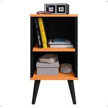Small Retro Bookshelf Bedside Table Various Colors Charm - Negro/Naturaleza - Ver 2