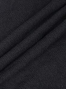 性感针织长款连衣裙，女士3D立体花卉针织长肩带深V领露背修身黑色连衣裙，万圣节服装，秋季女装，约会之夜装扮 - 黑色 - 查看 5