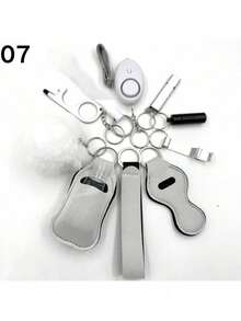 9 件女士防身钥匙扣套装，带个人报警器的安全钥匙扣，刀，钥匙扣配件，妈妈生日礼物，女士，女孩，休闲，万圣节，汽车配件，包袋装饰圣诞礼物创意包袋挂绳带身份证夹汽车配件包袋挂饰 - 彩色 - 查看 17