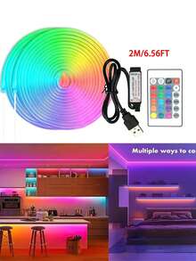 Đèn dây LED USBNeon 24 phím 1 chiếc, Đèn trang trí nội thất Neon RGB, Đèn Neon rực rỡ có thể đồng bộ với, Đèn Neon DIY linh hoạt, Thích hợp cho phòng trong nhà, tường, lễ hội, trang trí tiệc tùng - Nhiều màu - Xem 12