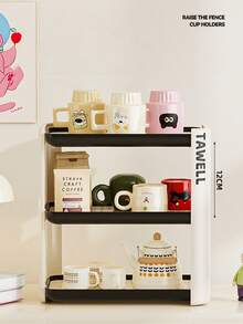 3-poziomowy regał z odpływem, jaskrawo kolorowy, pionowy regał na kubki/zestaw do kawy/słoik na przyprawy/kosmetyki/przybory toaletowe/różne przedmioty na blat kuchenny/stół jadalny/kredens/blat łazienkowy