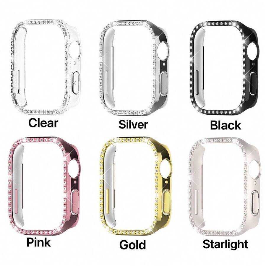 1pc Fashionable Single Row Rhinestone PC Protective Case Compatible With Huawei Watch Fit 3, Casual Style