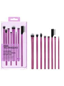 Real Techniques Everyday Eye Essentials 8 Pieces Makeup Brush Set, Eye Brushes For Eye Liner, Eyeshadow, Brows, & Lashes, Travel Friendly, Gift Set