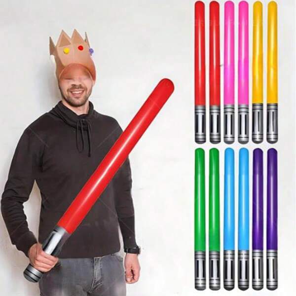 1 Stücke 12 Stücke aufblasbare Laserschwerter, Partyspielgeschenke, aufblasbare Partyschwerte, Partyzubehör, bunte aufblasbare Stäbe, perfekt für Geburtstagsfeiern, Rollenspielaktivitäten, Weihnachten, Silvester-Themenpartys, Weihnachten, Modezubehör, Halloween, Weihnachtsdekoration
