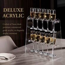1pc Merry Christmas Elegant Acrylic Champagne Tower Glass Holder, Transparent Display Rack For Party, Wedding, Christmas, Detachable High-End Party Champagne Cup Stand, 2-Tier Champagne Tower Rack For Living Room, Dining Room, Holiday Use