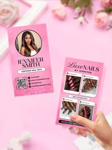 Personalized Beauty Salon, Hair Salon And Nail Art Business Cards, Customized Double-Sided Printing Business Membership Cards, 300gsm Coated Paper, DIY Business Cards, Beauty Business Cards, Makeup Artist Business Cards, Hair Salon Business Cards, Eyelash Business Cards, Nail Artist Business Cards, Influencer Business Cards, Fashionable, Colorful, Cute, Simple, Kawaii, Unique Personalized Custom Gifts, Modern, Clients, Students, For Business/Work/Office, For School,Office & School Supplies,Xmas Decoration,Custom Business Cards With Logo Text