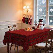 1pc Rectangular Tablecloth, Classic Red & Black Plaid Christmas Tablecloth With Minimalist Reindeer Print Design, Suitable For Various Christmas Scenes, Washable And Reusable, Applicable For Daily Home, Restaurant, Living Room Gatherings, Christmas Themed Parties, Indoor/Outdoor Use - Multicolor - View 25