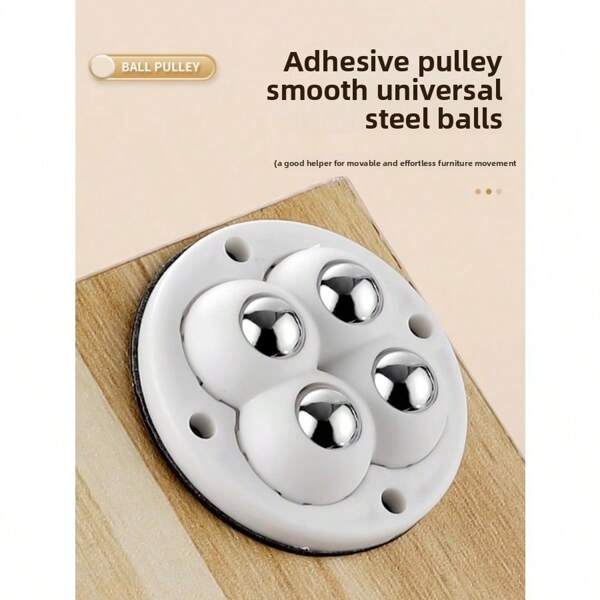 Roller Ball Adhesive Base Casters, Furniture Casters, Trash Can Movable Swivel Casters, No Drilling Required
